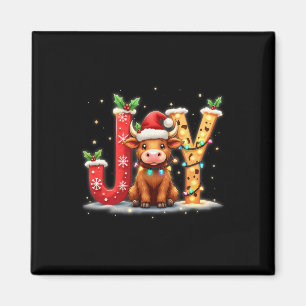 Joyful Christmas Highland Cow Family Funny Matchin Magnet