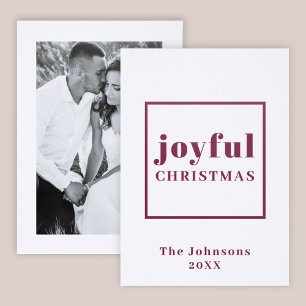 Joyful Christmas Holiday Modern Letterpress Photo Cards