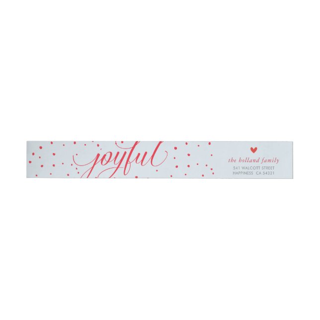 JOYFUL CHRISTMAS HOLIDAY stylish calligraphy red Wrap Around Label (Individual)
