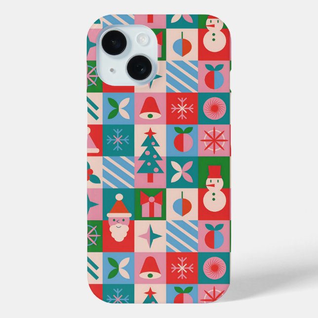 Joyful Christmas Icon Mosaic✨Vibrant Holiday Grid Case-Mate iPhone Case (Back)