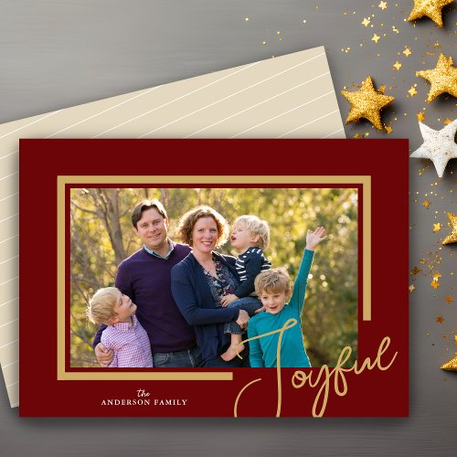 Joyful Christmas Minimalist Photo Holiday Card