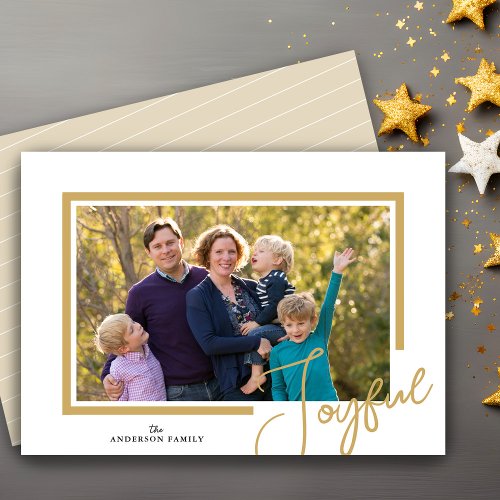 Joyful Christmas Minimalist Photo Holiday Card