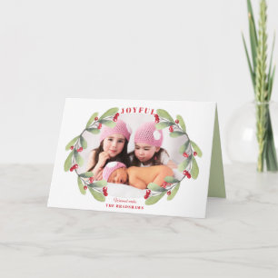 Joyful Christmas Mistletoe Holiday Photo Card