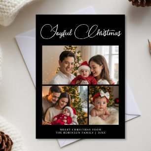 Joyful Christmas Modern 3 Family photo Card