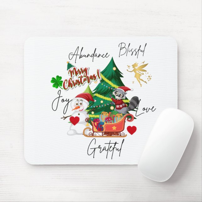 Joyful Christmas Mouse Pad | Holiday Desk Gift (With Mouse)