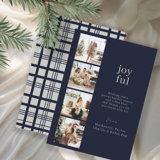 Joyful Christmas Personalized 4 Photo Collage Holiday Card