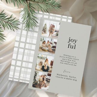 Joyful Christmas Personalized 4 Photo Collage Holiday Card