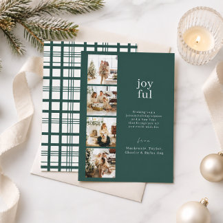 Joyful Christmas Personalized 4 Photo Collage Holiday Card