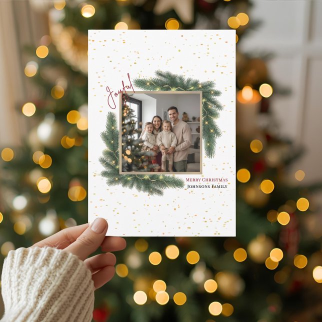 Joyful Christmas Personalized Family Photo Holiday Card (Creator Uploaded)
