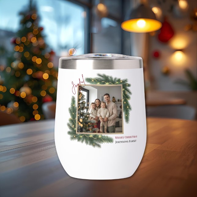 Joyful Christmas Personalized Photo Family Tumbler (Creator Uploaded)