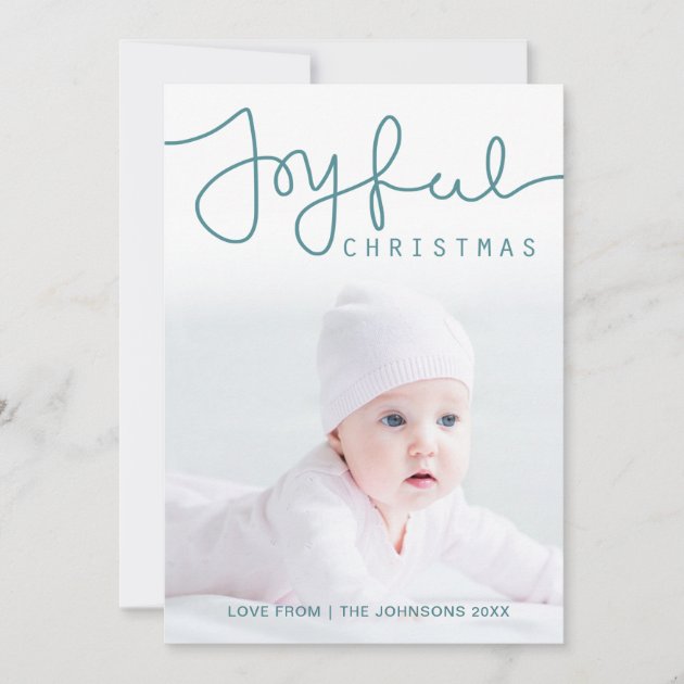 Joyful Christmas Photo Card - Hand Lettered