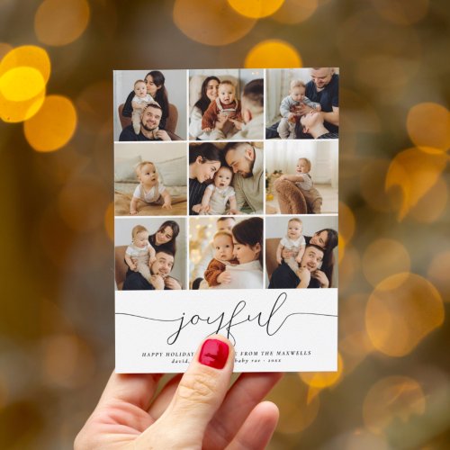 Joyful Christmas Photo Collage  Year Highlights Holiday Card