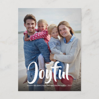 Joyful Christmas Photo with Handwritten Overlay Holiday Postcard