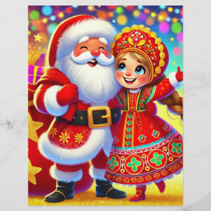 Joyful Christmas Scene Featuring Santa Letterhead