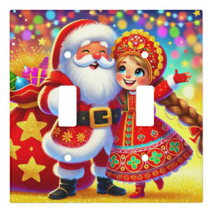 Joyful Christmas Scene Featuring Santa Light Switch Cover