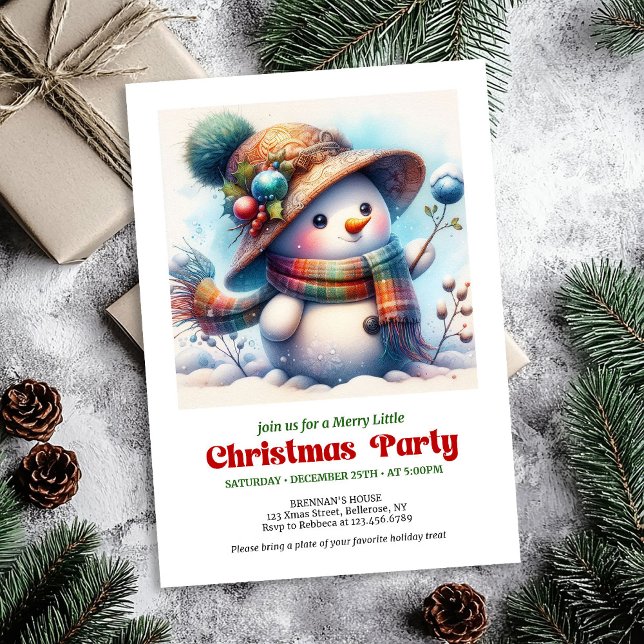 Joyful Christmas snowman invite kids party digital (Joyful Christmas snowman invite kids party editable

)