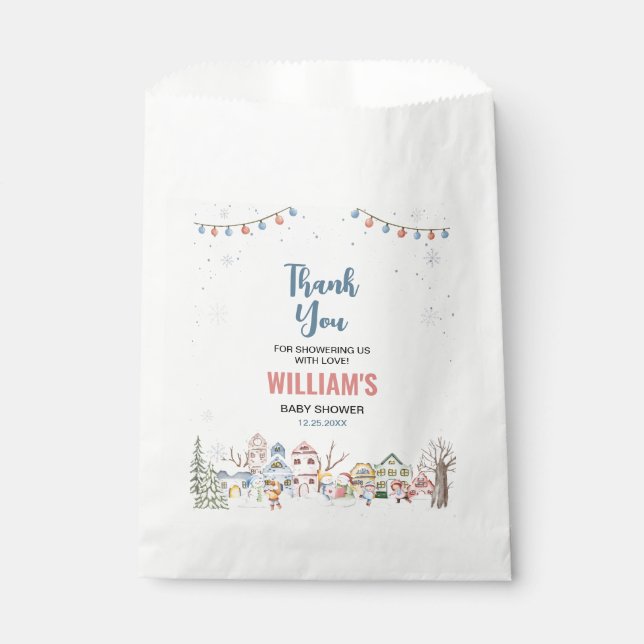 Joyful Christmas Thank You Baby Shower Favor Bag (Front)