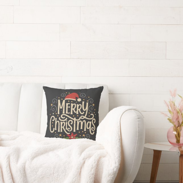 Joyful Christmas Throw Pillow (Couch)