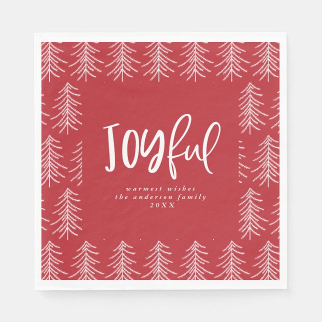 Joyful Christmas tree holiday party Napkins (Front)