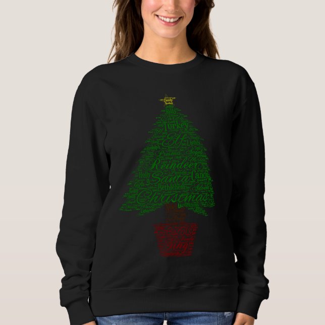 Joyful Christmas Tree Text And Quote Sweatshirt (Front)