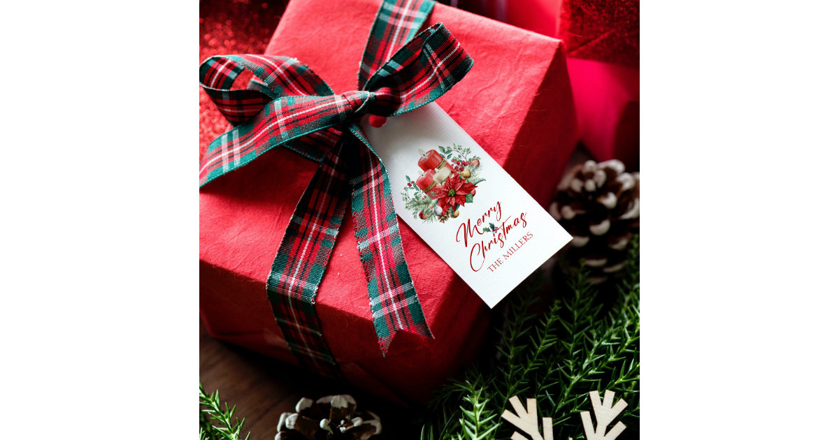 No Peeking Watercolor Girl Christmas Presents Gift Tags