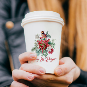Joyful Christmas Vibe watercolors flowers, leaves Paper Cups