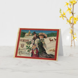 Joyful Christmas, vintage holiday celebration Card