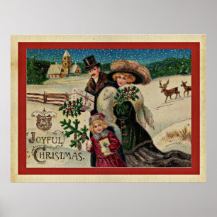 Joyful Christmas, vintage holiday celebration  Poster
