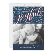 Joyful Christmas Watercolor Foliage Holiday Photo