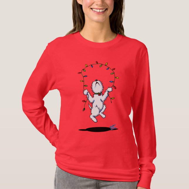 Joyful Christmas Westie Dog (dark apparel) Shirt (Front)