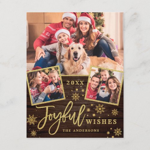 Joyful Christmas Wishes 3 PHOTO Holiday Greeting Card