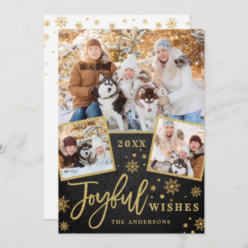 Joyful Christmas Wishes 3 PHOTO Holiday Greeting Card