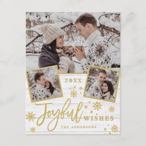 Joyful Christmas Wishes 3 PHOTO Holiday Greeting Card