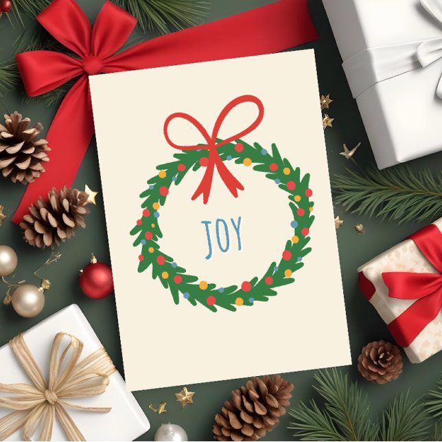 Joyful Christmas Wreath Card with Bow & Baubles (Creator Uploaded)