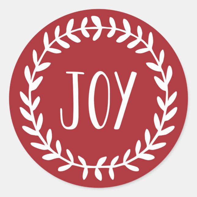 Joyful Christmas Wreath Holiday Classic Round Sticker (Front)