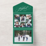 Joyful collage elegant green Christmas holiday All In One Invitation<br><div class="desc">An elegant script "joyful" is surrounded by sparkly stars on this unique holiday card. Personalize it with your collage of 6 photos and large single photo. There's also room for a longer message that can work as an update or left blank. Perfect for sending Christmas cheer to friends and family....</div>