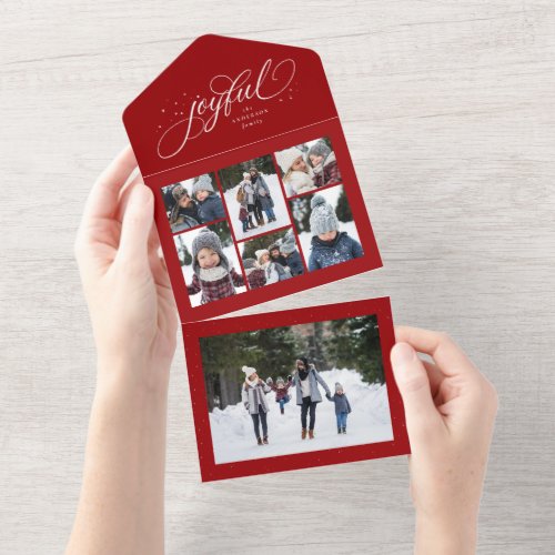 Joyful collage elegant red Christmas holiday All I All In One Invitation