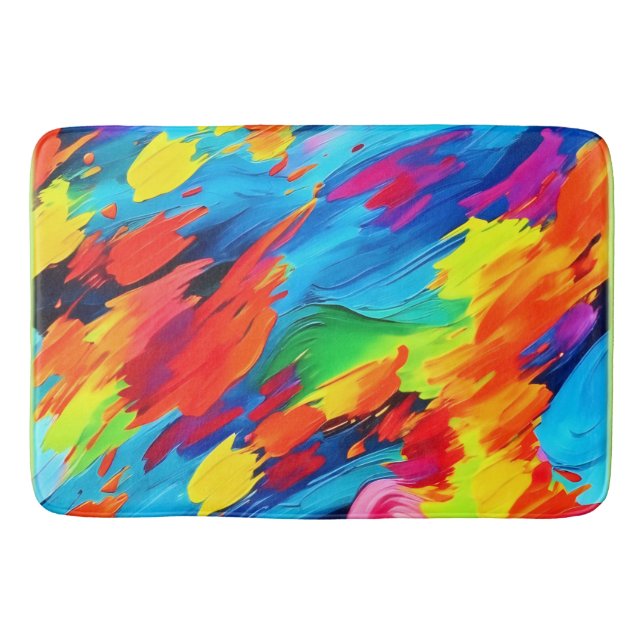 Joyful Color Explosion Painting Bath Mat (Front)