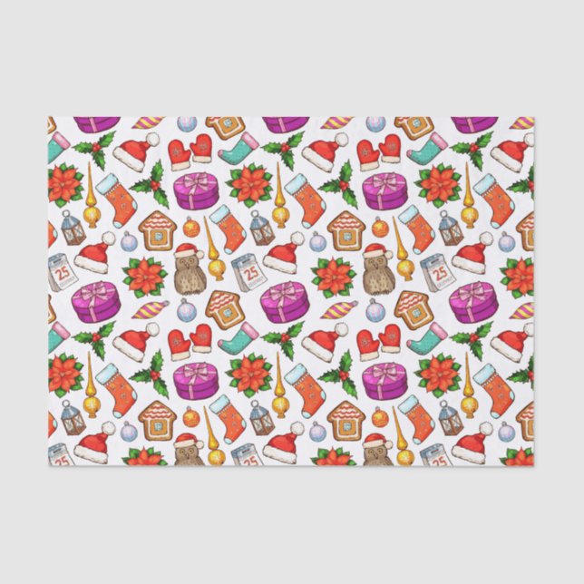Joyful Colorful Christmas  Tissue Paper (Front)