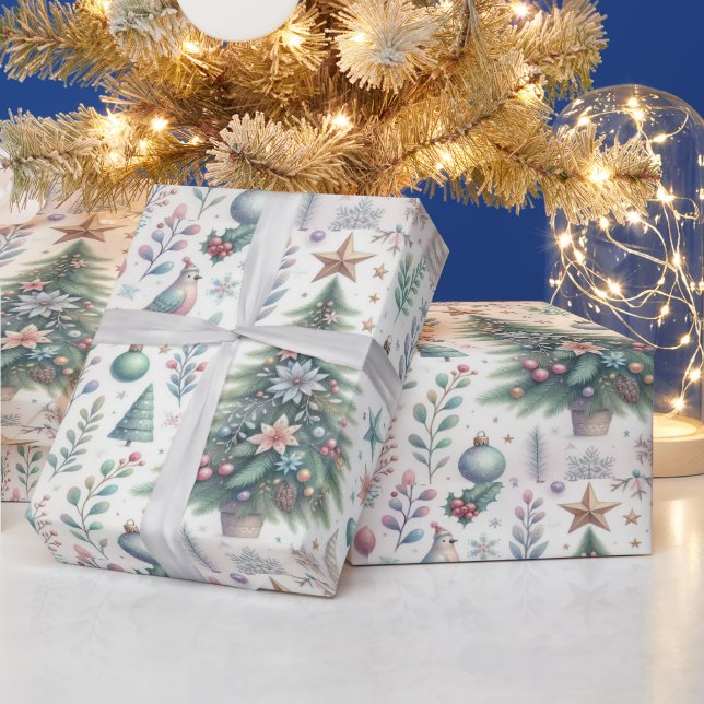 Joyful, colorful Christmas wrapping paper (Holidays)