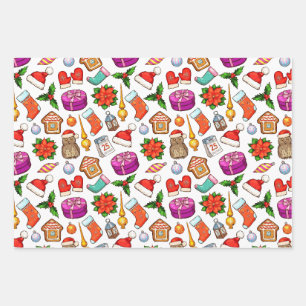Joyful Colorful Christmas Wrapping Paper Sheets