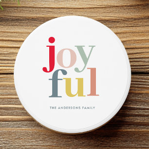 Joyful Colorful Family Name Christmas Gift Mini Candle Favors
