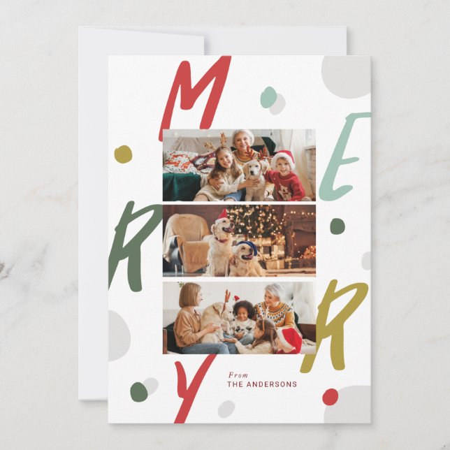 Joyful Colorful Merry Christmas Photo cards (Front)