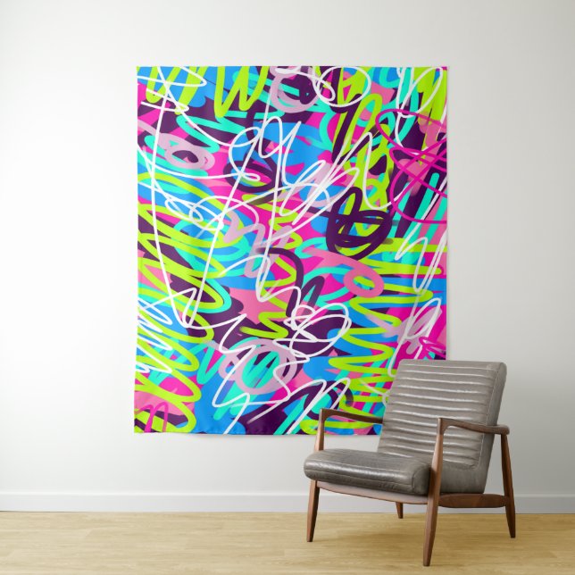 Joyful Colors Modern Abstract  Tapestry (In Situ)