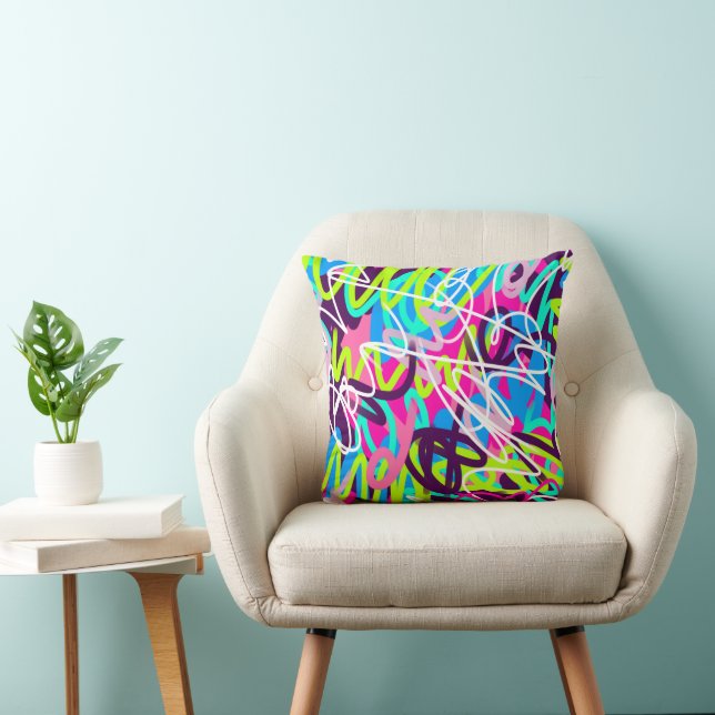 Joyful Colors Modern Abstract  Throw Pillow (Chair)