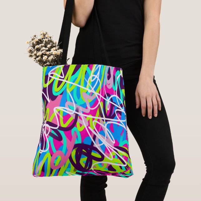 Joyful Colors Modern Abstract  Tote Bag (Close Up)