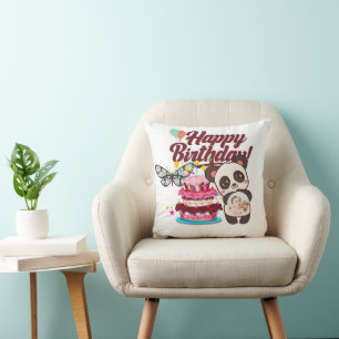 Joyful Confetti Happy Birthday Greeting Throw Pillow