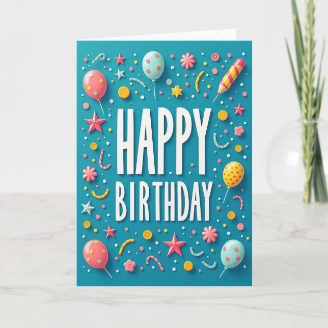 Joyful Confetti Stars Card (Front)