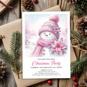 Joyful Coquette Snowman Editable Christmas Invite