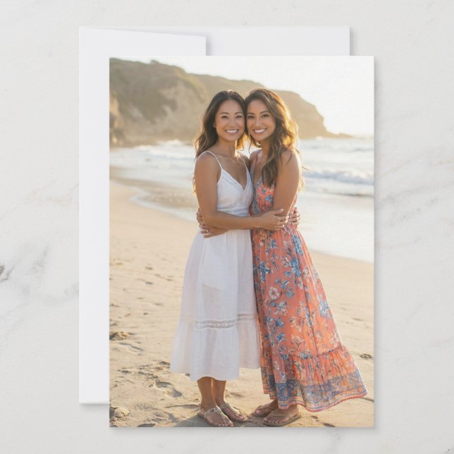 Joyful Coral Botanical Photo Invitation (Front)